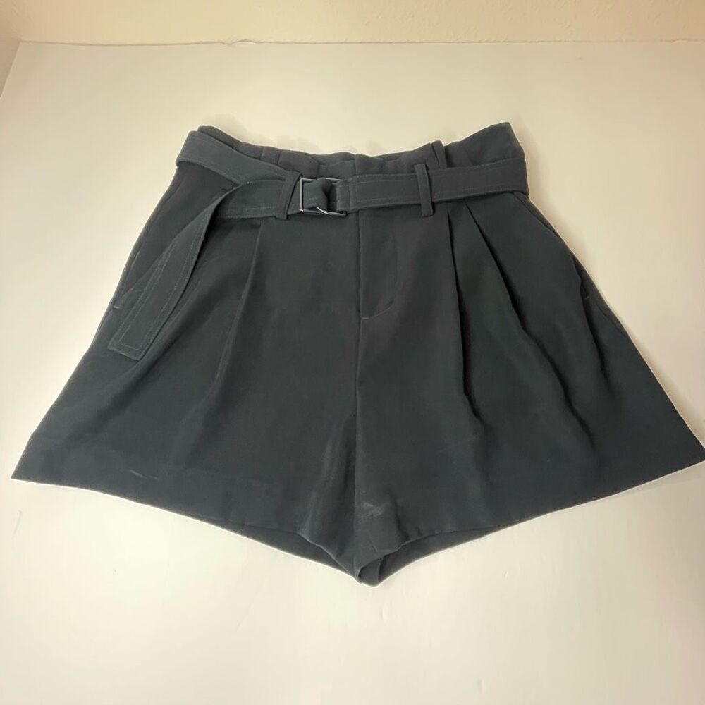 Vince Pleated Front Belted Shorts Black Size 4 - Picture 5 of 14